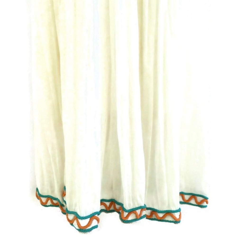 Raga Maxi Dress Cotton Gauze Rope Mirror Detail Embroidered Bodice Hem Border S - Picture 4 of 8